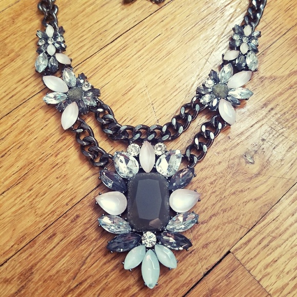 LOFT Jewelry - LOFT statement necklace pink, gray, crystal stones